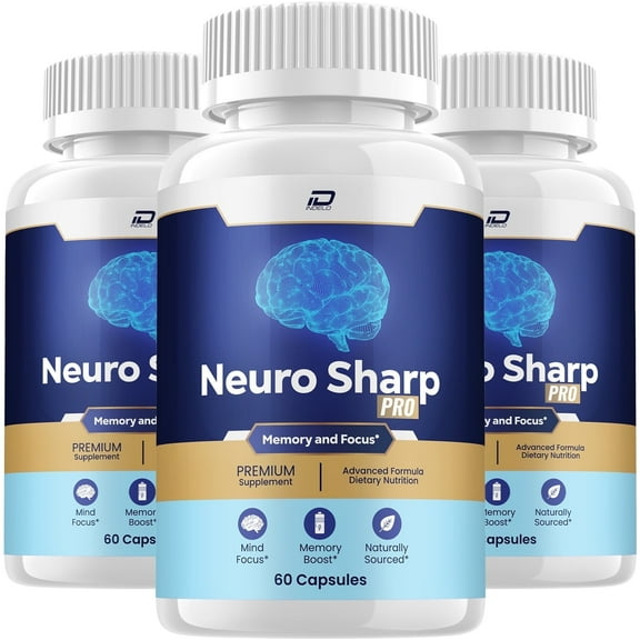 Neuro Sharp Supplement Capsules – NeuroSharp All Natural Memory Focus Pills, 3 Pack, 180 Capsules