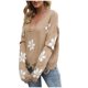 thumbnail image 1 of Suéter de punto informal de manga larga de otoño e invierno para mujer con cuello en V estampado Pompotops hdfakjf11590, 1 of 7