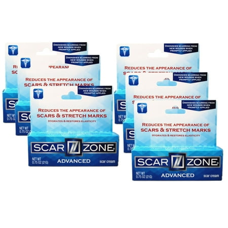 6 Pack - Scar Zone Advanced Scar Cream - Intensive Scar Removal for New & Old Scars, Fades Stretch Marks, Burns, & Surgical Scars 0.75 oz