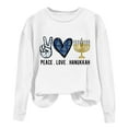 thumbnail image 2 of Fznquz Crewneck Tops for Women 2025 White Fall Winter Hanukkah Sweatshirts Long Sleeve Trendy Casual Women T Shirts, 2 of 4