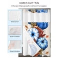 thumbnail image 2 of No Hook Cloth Fabric Shower Curtain with Snap in Liner, Navy Blue Pumpkins Fall Waterproof Shower Curtains Set with See Through Top Window, Thanksgiving Botanical Beige Bath Curtains Shower 54"x78", 2 of 6