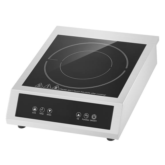KFFKFF Portable Induction Cooktop, 1800W Commercial Burner with 9 Heat Levels, Stainless Steel Countertop Hot Plate with 3-Hour Timer and Child Safety Lock, Ideal for Professional Cooking