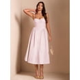 thumbnail image 6 of Coral Pink Spaghetti Strap Fit & Flare Midi Dress For Elegant Party, Night Out, Or Sophisticated Daywear, 6 of 7