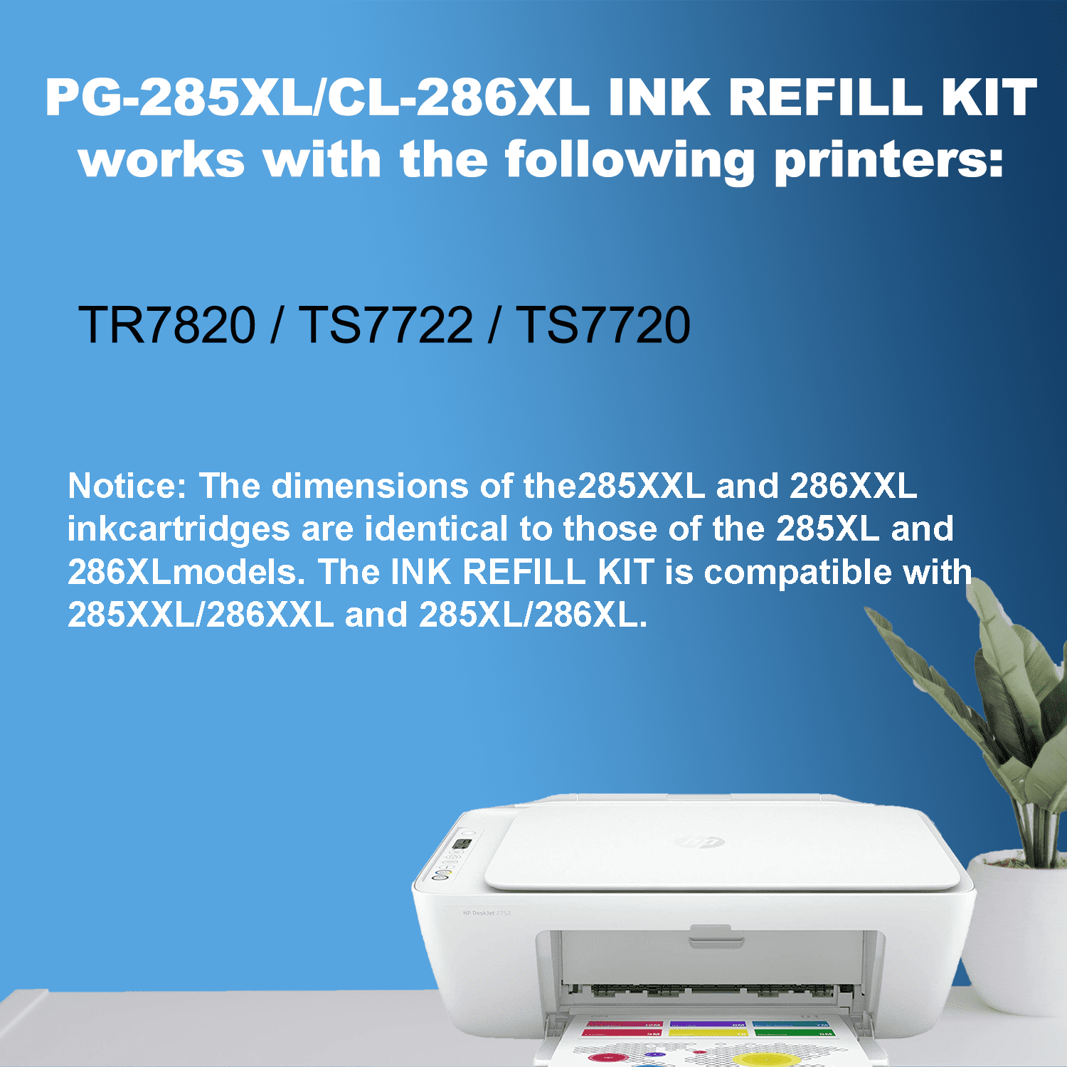 285XL 286XL Ink Refill Kit for Canon PG-275XL CL-276XL to use for Canon 285 286 Ink Cartridge XL Work with Pixma TS7720 TS7722 TR7820 Printer( 3 Black 6 Color, 9 Pack)
