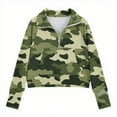 thumbnail image 4 of Bnwani Girls Crewneck Sweatshirt Zip Mock Neck Long Sleeve Half Zip Crop Fleece Sweatshirt Camouflage Pullover, 4 of 5