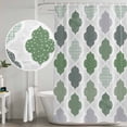 thumbnail image 5 of Green Geometric Shower Curtain, Waterproof Shower Curtains for Bathroom, Vintage Moroccan Rhombic Bohemia Gray Washable Fabric Bathtub Curtain Set Bath Decor with 12 Hooks 48"x72", 5 of 8