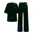 thumbnail image 5 of WCJM Blue Summer Outfits For Women 2 Cotton Linen Set Oversized T Shirts Straight Leg Pant Plus Size Tracksuit, 5 of 5
