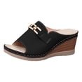 thumbnail image 5 of Rokment Orthopedic Wedges Slip on Dressy Sandals for Women Ladies 2026 Summer Trendy Casual Leather Arch Support Platform Heeled Dress Slides Business Office Work Black Size 6, 5 of 6