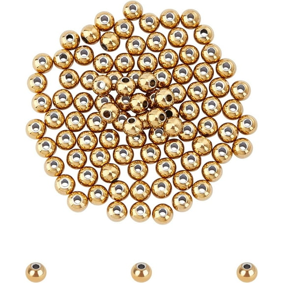 100pcs 1mm Small Rondelle Metal Beads Golden Spacer Beads 4mm Diameter Stainless Steel Bead Loose Beads Metal Spacers for Findings DIY