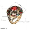 thumbnail image 4 of Womens Retro Natural Persian Jade Gold Plated Hollow Carved Alloy Ring, Electroplated, Artificial Gemstone Inlay, 4 of 6
