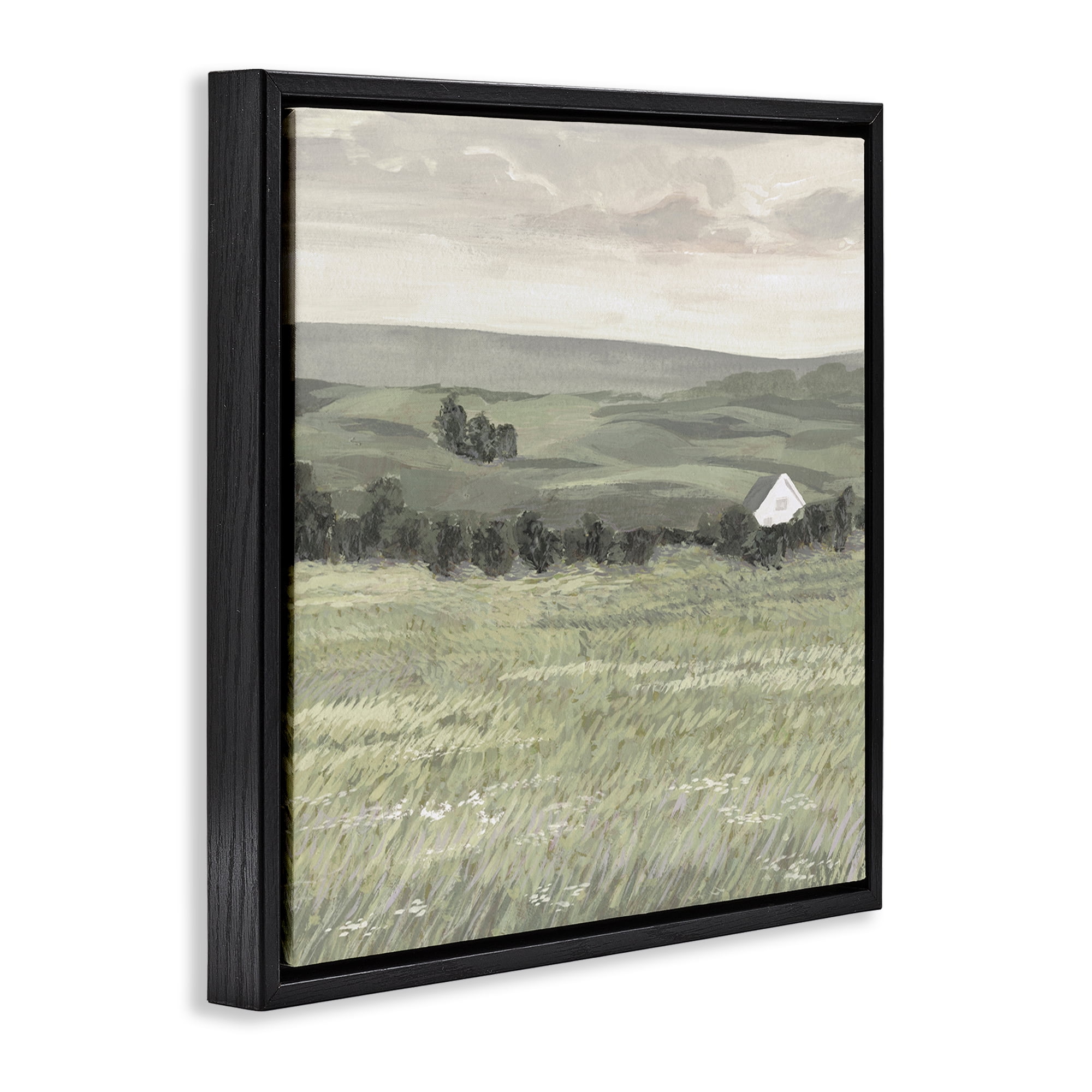 Stupell Industries Scenic Country Charm Landscape & Nature Painting Black Floater Framed Canvas Art Print Wall Art, 25 x 25