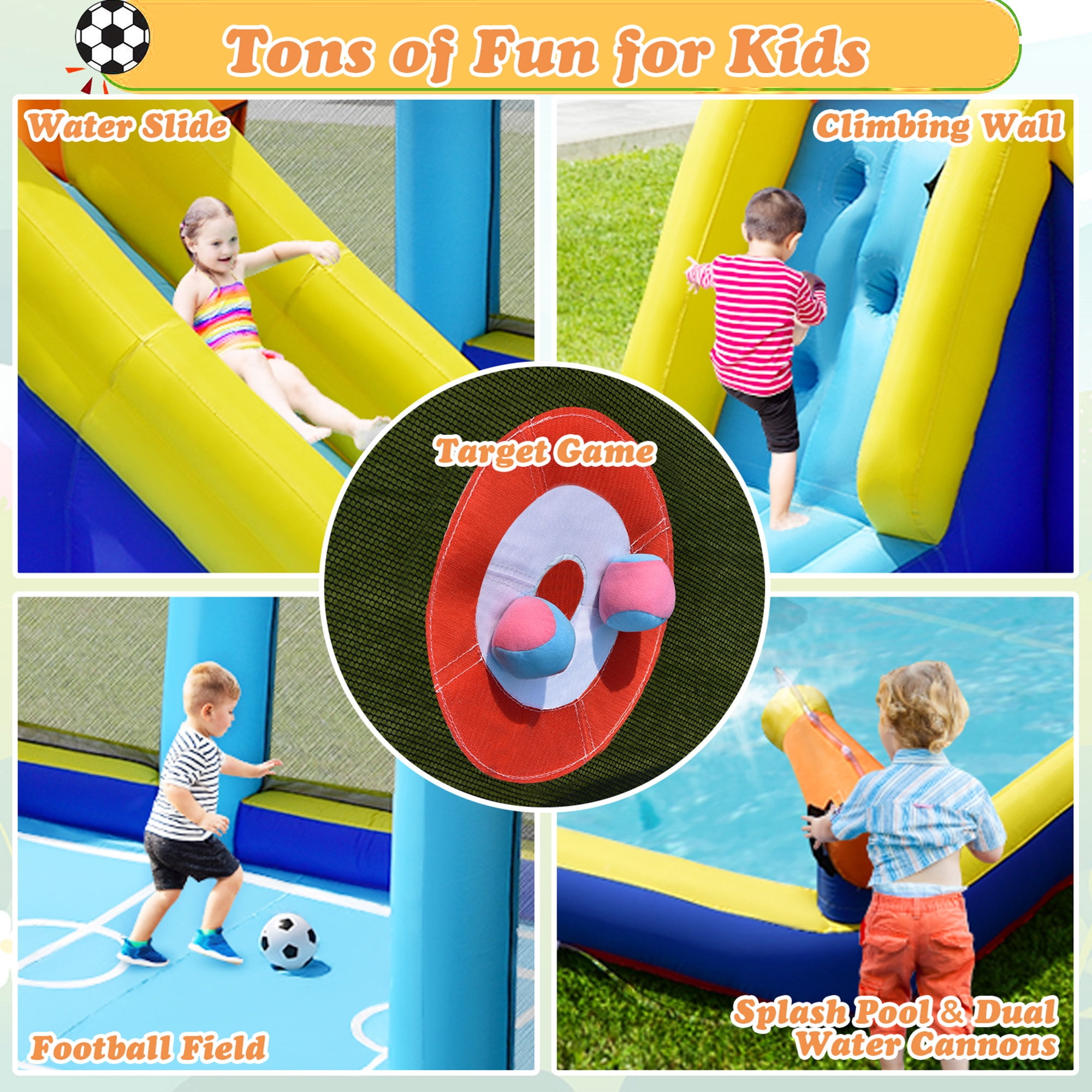 Gymax Inflatable Water Slide 7-in-1 Giant Kids Wet Dry Bounce House w/ 735W Blower