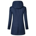 thumbnail image 3 of QHFBli Mens Double Trench Coat Men's Double Hooded Mid-Length Windbreaker Woolen Coat Jacket Casual Warm Solid Blue M, 3 of 4