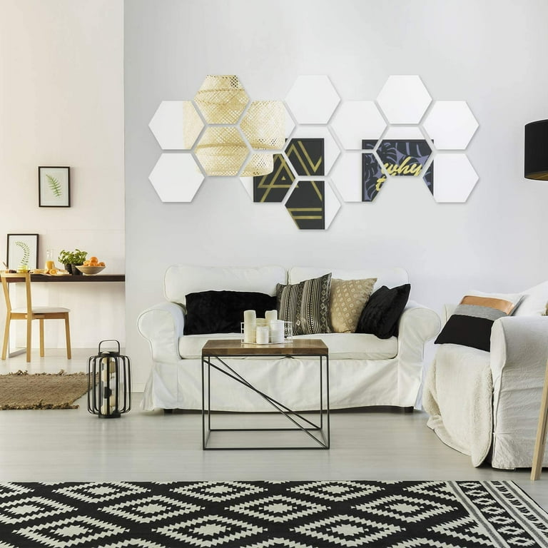 12 Pcs Mirror Acrylic Wall Stickers Removable Mirrors Wall Decal Geometric  Hexagon Decal Wall Sticker For Home Bedroom Living Room Decor
