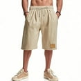 thumbnail image 6 of Lyrcatrment Mens Beach Shorts Cotton Linen Lightweight Breathable Drawstring Casual Shorts with Pockets, 6 of 9
