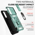 thumbnail image 2 of Heavy Duty Armor Case for Samsung Galaxy S23 Plus, Rugged PC Soft TPU Military Grade Shockproof Metal Magnetic Car Mount Shockproof Cover with Camera Lens Sliding Ring Holder Bracket Case,Green, 2 of 8