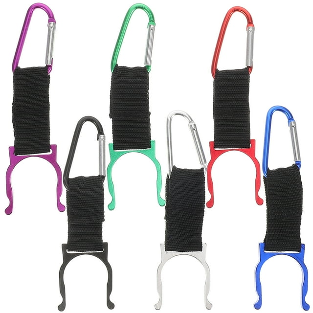 GOOHOCHY 6 piezas de botellas de agua con hebilla y gancho para llavero, anilla para colgar, mosquetón, portátil, para acampar, senderismo, escalada y viajes.