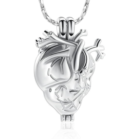 Cremation Jewelry Pendant Necklace for Ashes Holder - Anatomical Heart Urn Necklace for Ashes - Cremation Keepsake Memorial Lockets