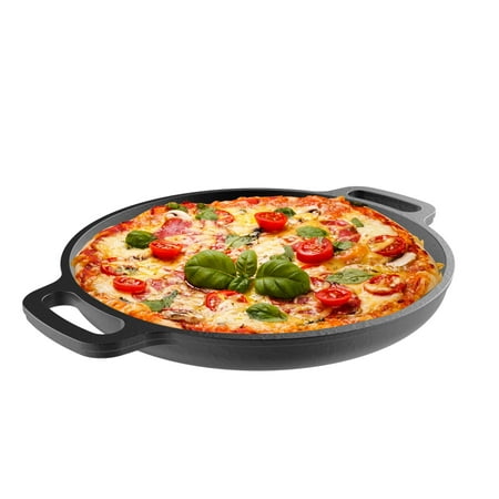 Cast Iron Pizza Pan-13.25” Pre-Seasoned Skillet for Cooking, Baking, Grilling-Durable, Long Lasting, Even-Heating Kitchen Cookware by Classic (Best Cooking Pan Material)