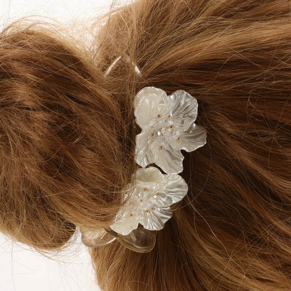Raindrops Elegant Flower Hair Claw Clip for Women in Bright White Plastic Perfect for Hairdressing 2.5 inches