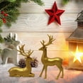 thumbnail image 6 of Noothes 2-Piece Resin Reindeer Figurines Set Deer Couple Decor for Christmas Home Accents Tabletop Mantle Display, 6 of 7