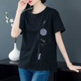 thumbnail image 2 of Femmes Casual Manches Courtes Imprimé O-Cou Chemisier Dames T-Shirts, 2 of 5