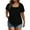 Black, variant on Summer Women's Summer Solid Color Plus Size Tops Puff Short Sleeve Loose Fashion Short Sleeve Round Neck Top XL-5XL Womens Tshirts Cotton Loose Fit