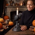 thumbnail image 4 of FeiBiQiuBi Gothic Black Crow Candle Holder Statue, Resin Crow Candlestick Holder, Halloween Gothic Tabletop Decor for Home Dining Table & Party, 4 of 8