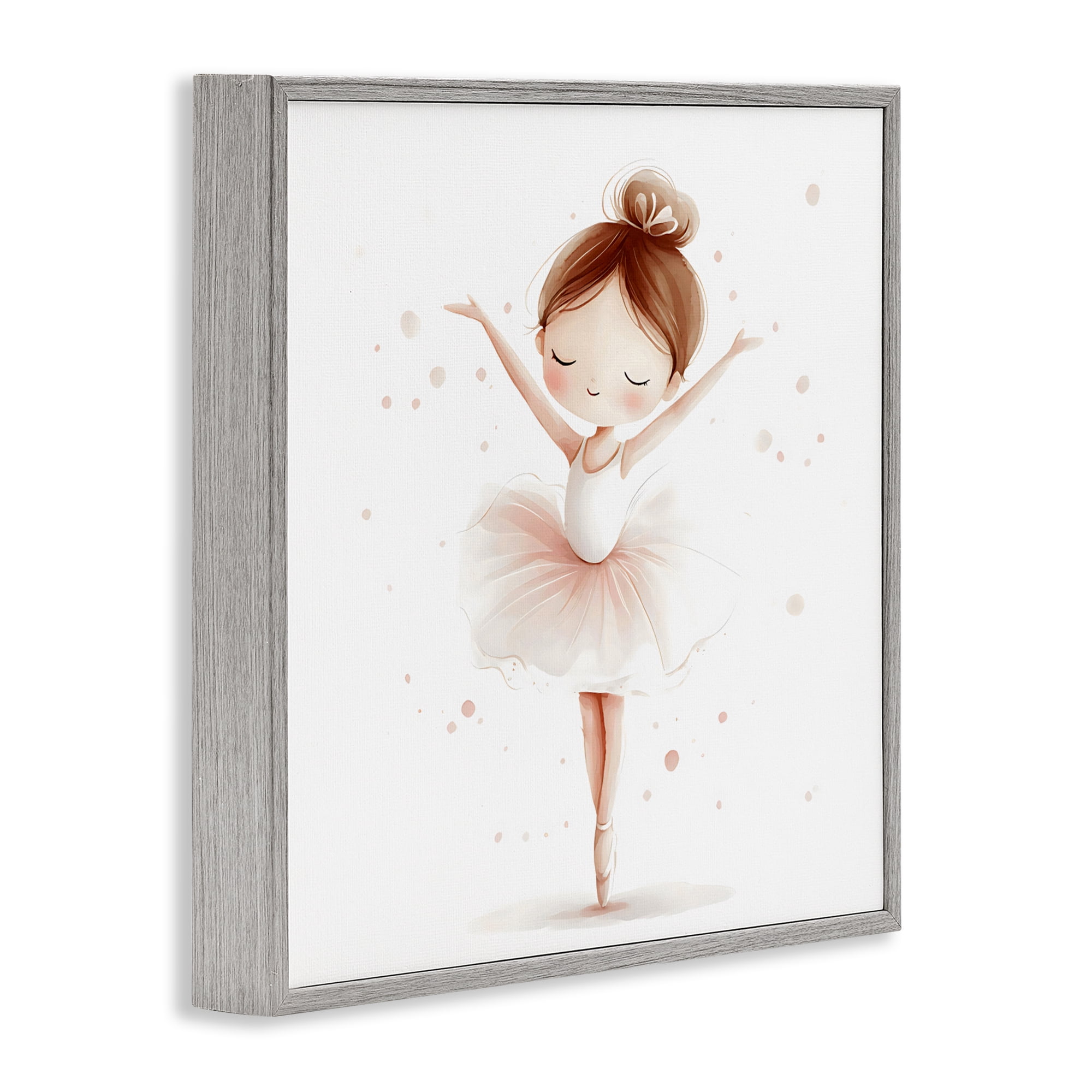 Stupell Industries Delicate Little Ballerina Girl Gray Framed Giclee Art, design by Creative Studio