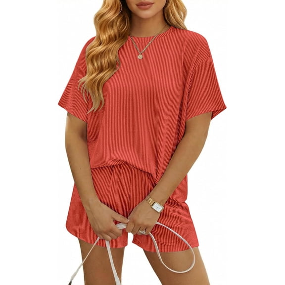 Wrongduck Women's Elegant Ribbed Romper 2026 Short Sleeve Loose Fit Jumpsuit with Keyhole Back and Pockets Vacation Beach One Piece Outfit