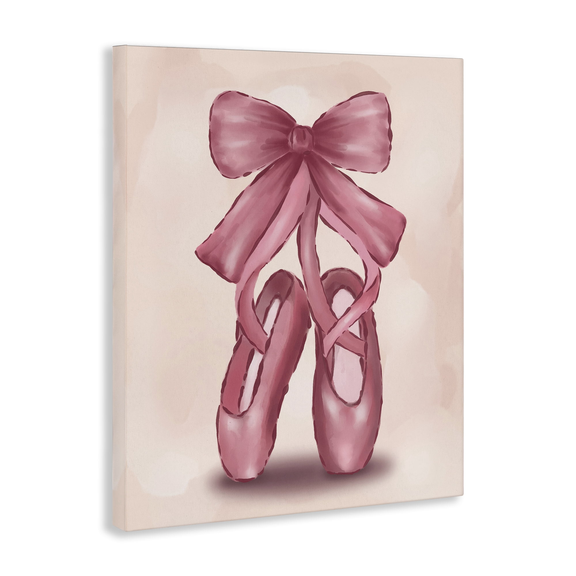 Stupell Industries Ballet Slippers Bow Entertainment Painting Wrapped Canvas Art Print Wall Art, 36 x 48