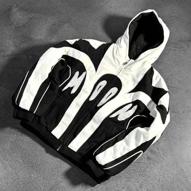 Chaqueta versátil retro de calle europea y americana con cremallera empalmada, sudadera con capucha para hombre, sudadera informal de gran tamaño estilo hip hop Y2k para mujer