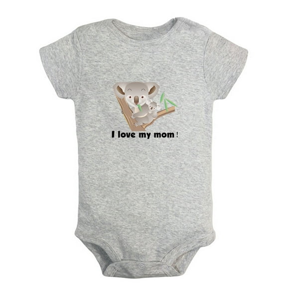 Baby Unisex I Love My Mom Funny Rompers Newborn Baby Bodysuits Infant Jumpsuits Kids Cotton Animal Koala Graphic One-Piece Outfits
