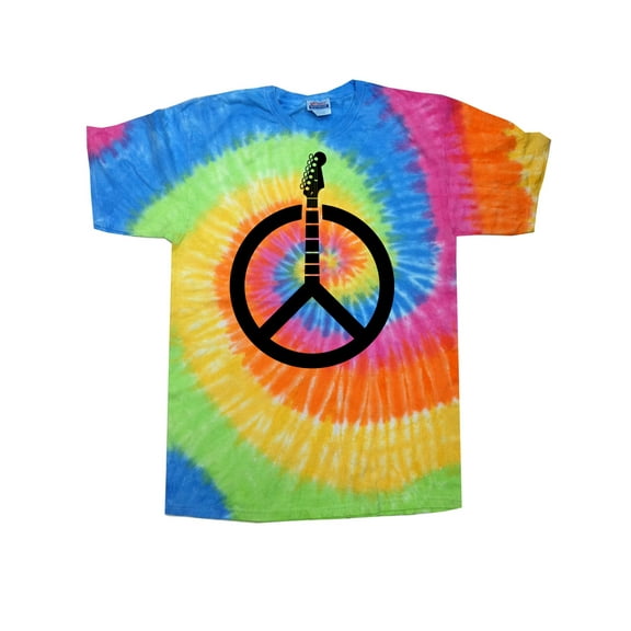 Guitar Peace Sign Tie Dye Tee Shirt - Eternity, 2XL