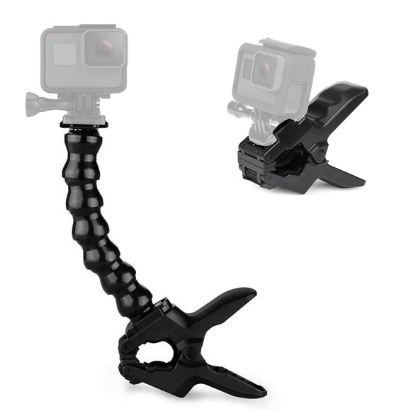ParaPace Support de Pince Flexible pour Mâchoires Utilisé avec Support à Sept Articulations Col de Cygne Réglable pour Accessoires de Caméras d'Action Gopro Hero 10/9/8/7/6/5/4/3+ DJI SJCAM (Noir)