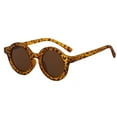 thumbnail image 4 of Gafas de sol para niños, estilo retro, con montura redonda pequeña y efecto leopardo, lentes marrones., 4 of 8