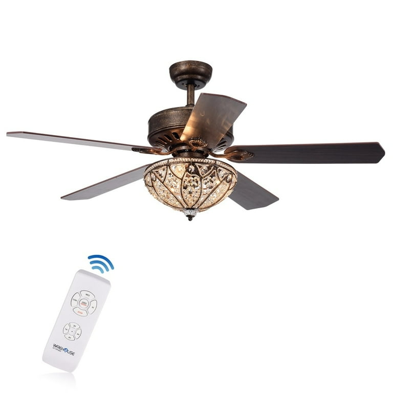 Gliska 52-Inch 5-Blade Rustic Bronze Lighted Ceiling Fans with