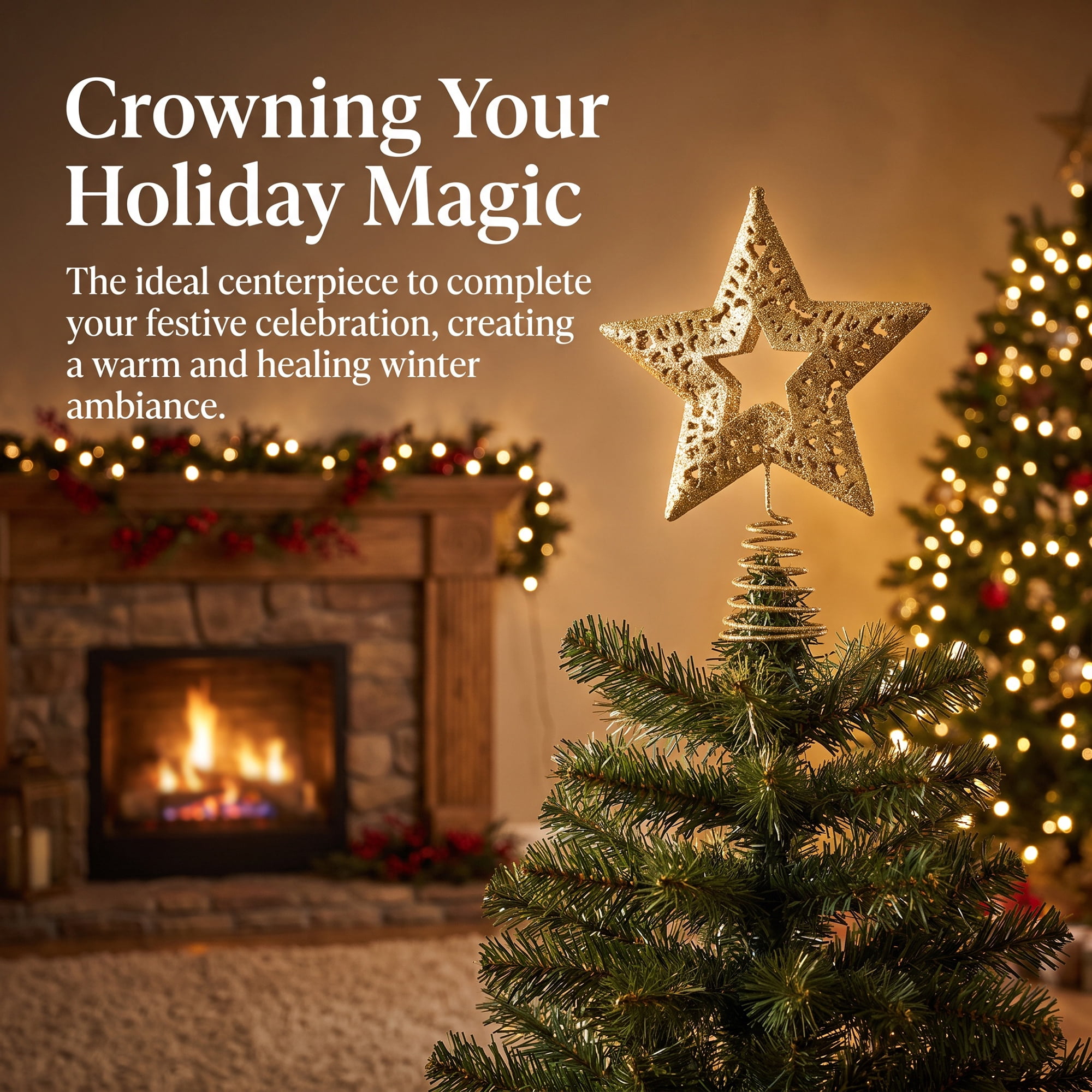 Unique Bargains Glittering Reindeer Herald Luxury Radiant Canopy Diadem Star 5.9"