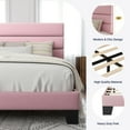 thumbnail image 6 of Allewie Full Size Platform Bed Frame with Velvet Upholstered Headboard, No Box Spring Needed, Pink, 6 of 8