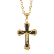 Arista Men's Cross Pendant in Gold Plated Solid Stainless Steel, 24"