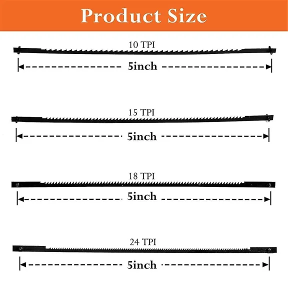 50Pcs Scroll Saw Blades 127mm Carbon Steel Fretsaw Blades,10/15/18/24 Teeth Standard Fine Cut Saw Blades