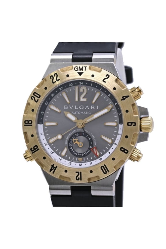 Pre-Owned BVLGARI Diagono Professional GMT GMT40C5SGVD GMT40SG Men's Watch SS x 18K Yellow Gold...