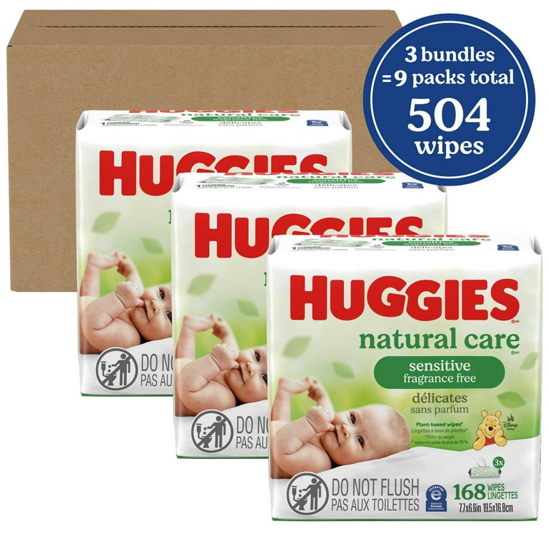 Huggies Natural Care Sensitive Baby Wipes, Unscented, Pack, 168