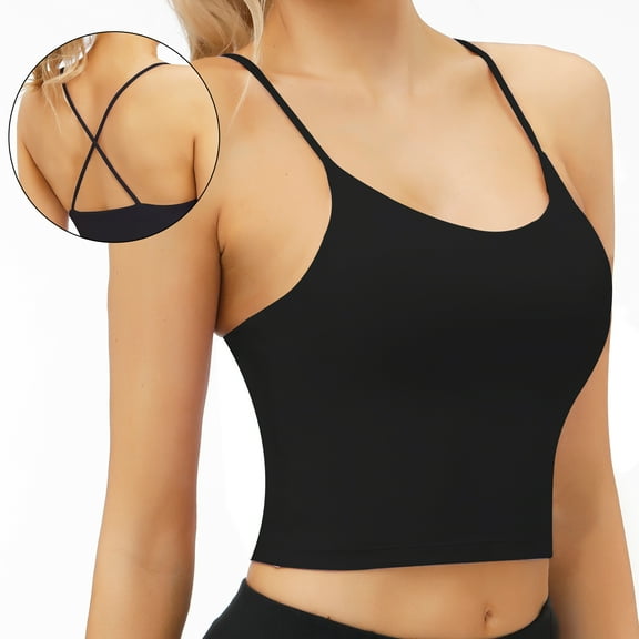 VENUZOR Women’s Longline Sports Bra Tank Padded Camisole Bras for Women Workout Yoga Bras Vest Gym Running