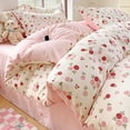 thumbnail image 4 of 3 Pieces Floral Duvet Cover Set King Size Pink Red Rose Pattern Printed Pink Aesthetic Bedding Set, Lightweight & Breathable Perfect for Girls Women, 4 of 6