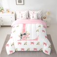 thumbnail image 2 of Homewish Cartoon Bowtie Ribbon 7-Piece Twin Bedding Sets,Pink Letter L Bedding Comforter Set,Cute Flower Sheet Sets For Girl Teens,Ultra Soft Bedroom Decor Reversible, 2 of 8