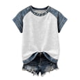 thumbnail image 3 of cocolona Womens Trendy Denim Patchwork T-shirt Summer Crew Neck Short Sleeve Tops Casual Loose Tees Blouses, 3 of 7