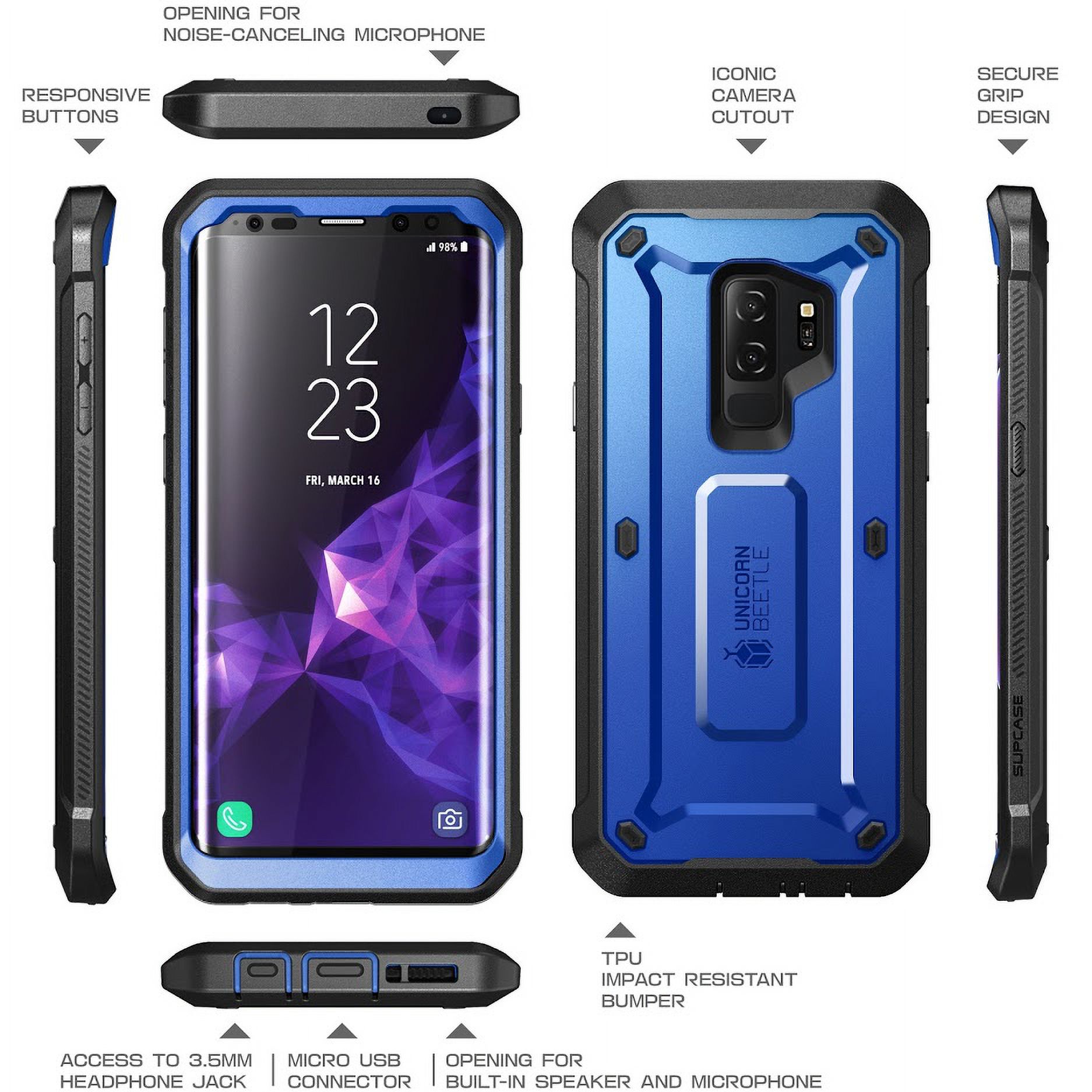 SUPCASE Unicorn Beetle Pro Series Case Designed for Samsung Galaxy S9+ Plus, with Built-in Screen Protector Full-Body Rugged Holster Case for Galaxy S9+ Plus (2018 Release) (DarkBlue)