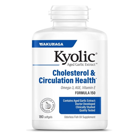 Omega 3 and Garlic Cholesterol Formula By Kyolic - 180 Softgels