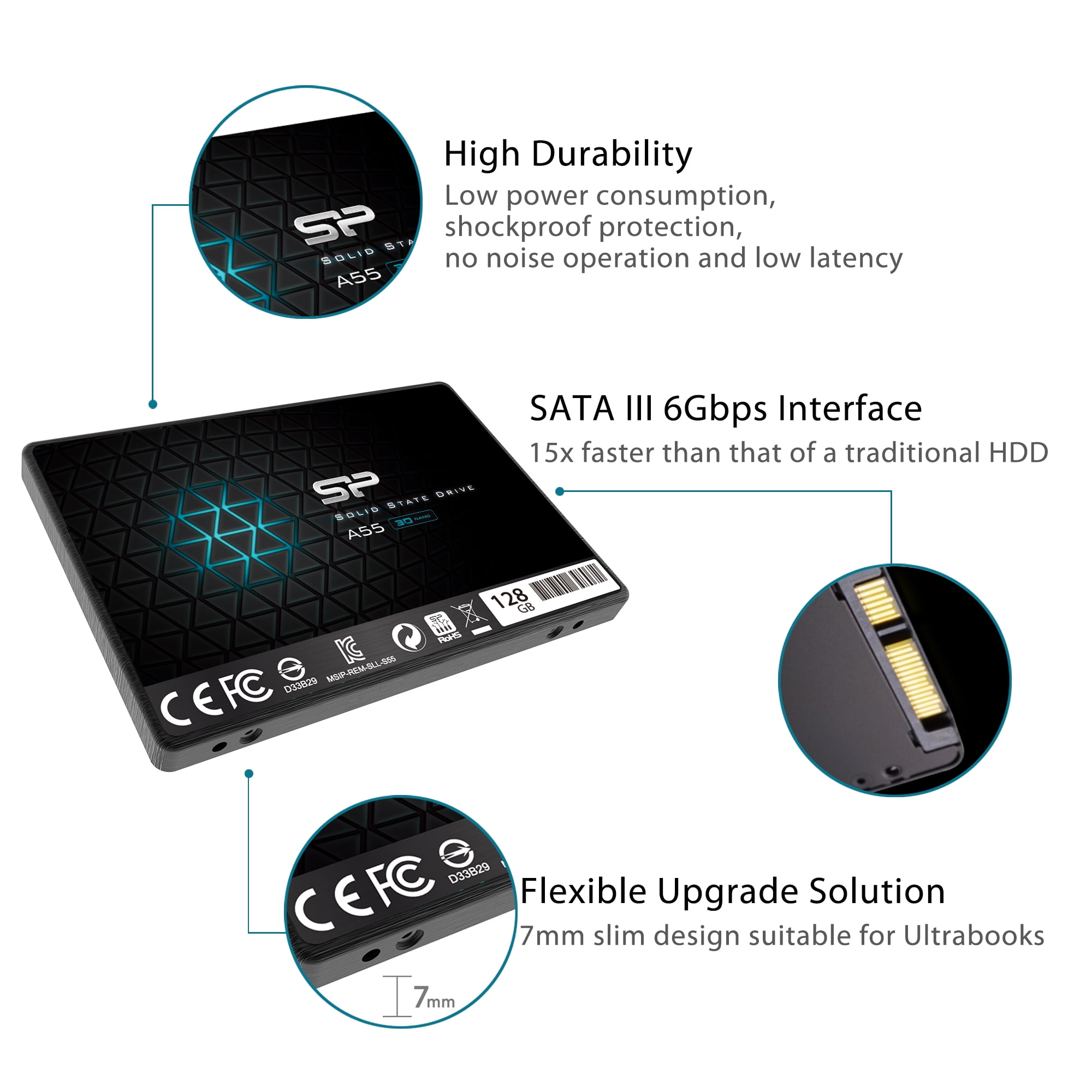 Silicon Power 128GB SSD A55 SLC Cache Performance Boost SATA III